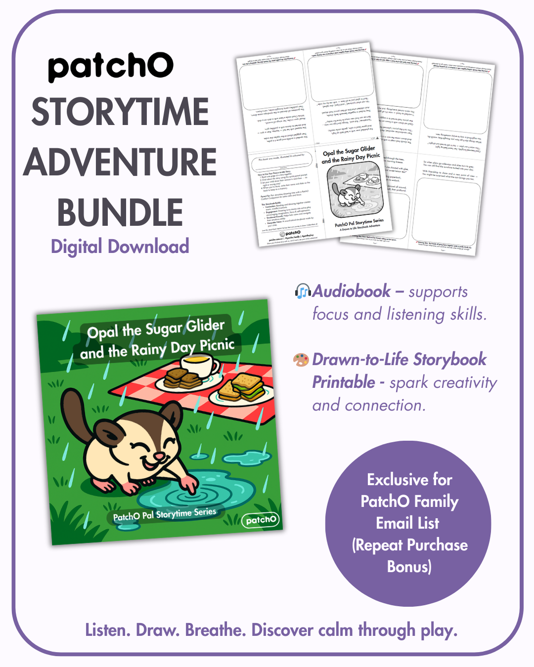 Opal the Sugar Glider and the Rainy Day Picnic Storytime Adventure Bundle - PatchO